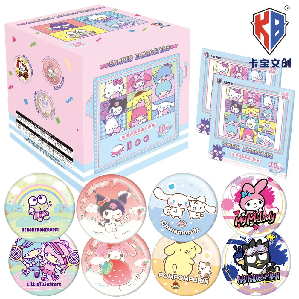 

Original Kabao Sanrio Characters Round Badges Collection Anime Brooches Clothes Accessories Creative Birthday Gifts for Girls
