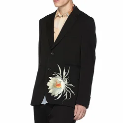 YamamotoStyle Black Shirt  Suit Epiphyllum Single Breasted Lapel Casual Suit Jacket Trend Blazer