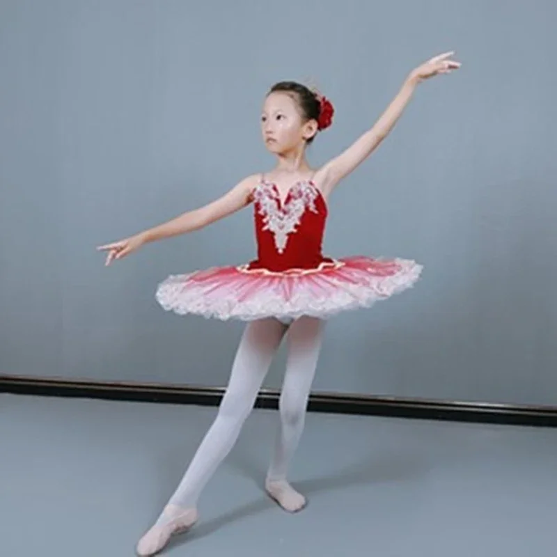 Adult Kids Red Professional Ballet Tutu Dress Classic Ballerina Ballet Dance Costume Pancake Platter Tutu Women Girl Party Dress