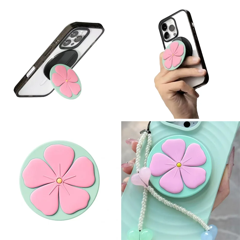 

Pink Sakura Petal Magnetic Phone Stand for IPhone Holder Mount Support for Galaxy Mobile Phone Accessories