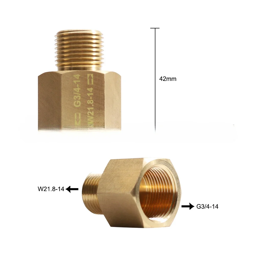 Large gas cylinder outer tooth adapter G3/4 inner tooth to W21.8 outer tooth copper connector Carbon dioxide gas cylinder adapte