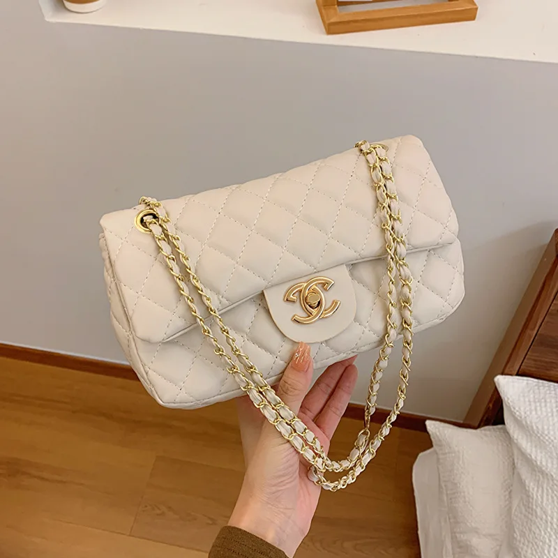 2024 nova moda simples textura diamante malha saco, ombro cruz corrente pequena bolsa quadrada, edição das meninas de alta qualidade