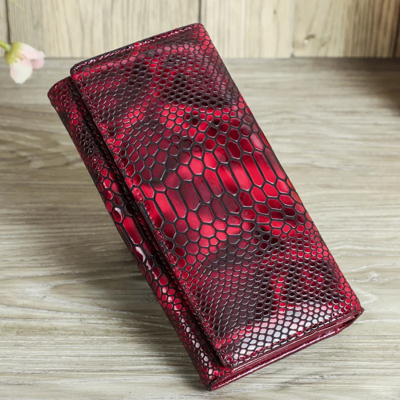 Luxury Genuine Leather Women Long Wallet Crocodile Money Clutch Bag For Ladies Fashion Cowhide ID Credit Card Holder Purse