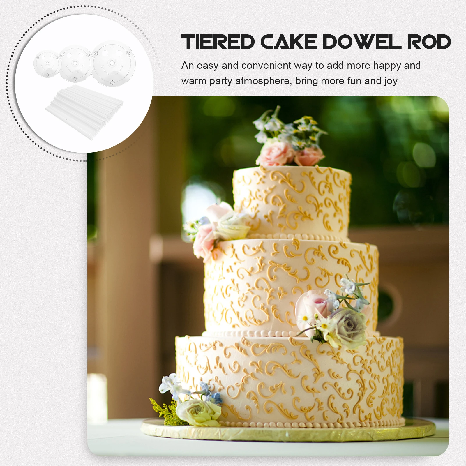 

Plastic Rods Birthday Cake St Set Clear Tier Supports Strong for Wedding Birthday Parties Plastic Cake St Sticks