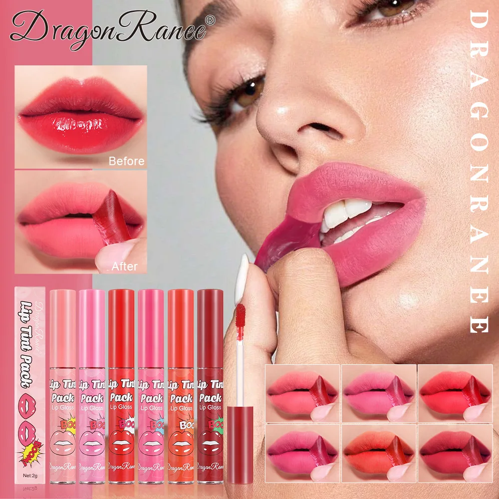

Long Lasting Rose Red Lip Inks Matte Lip Tint Peel Off Lipgloss Waterproof Liquid Lipstick Makeup Lip Outline Contour Cosmetics