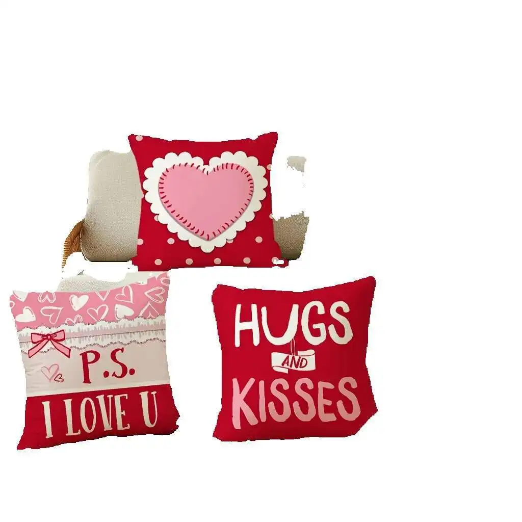

4-Piece Set, Valentine's Day Sweet Love Pillow * 18 Inches, I LOVE U Cushion Cover, Wedding Party Decorative Pillowcase,