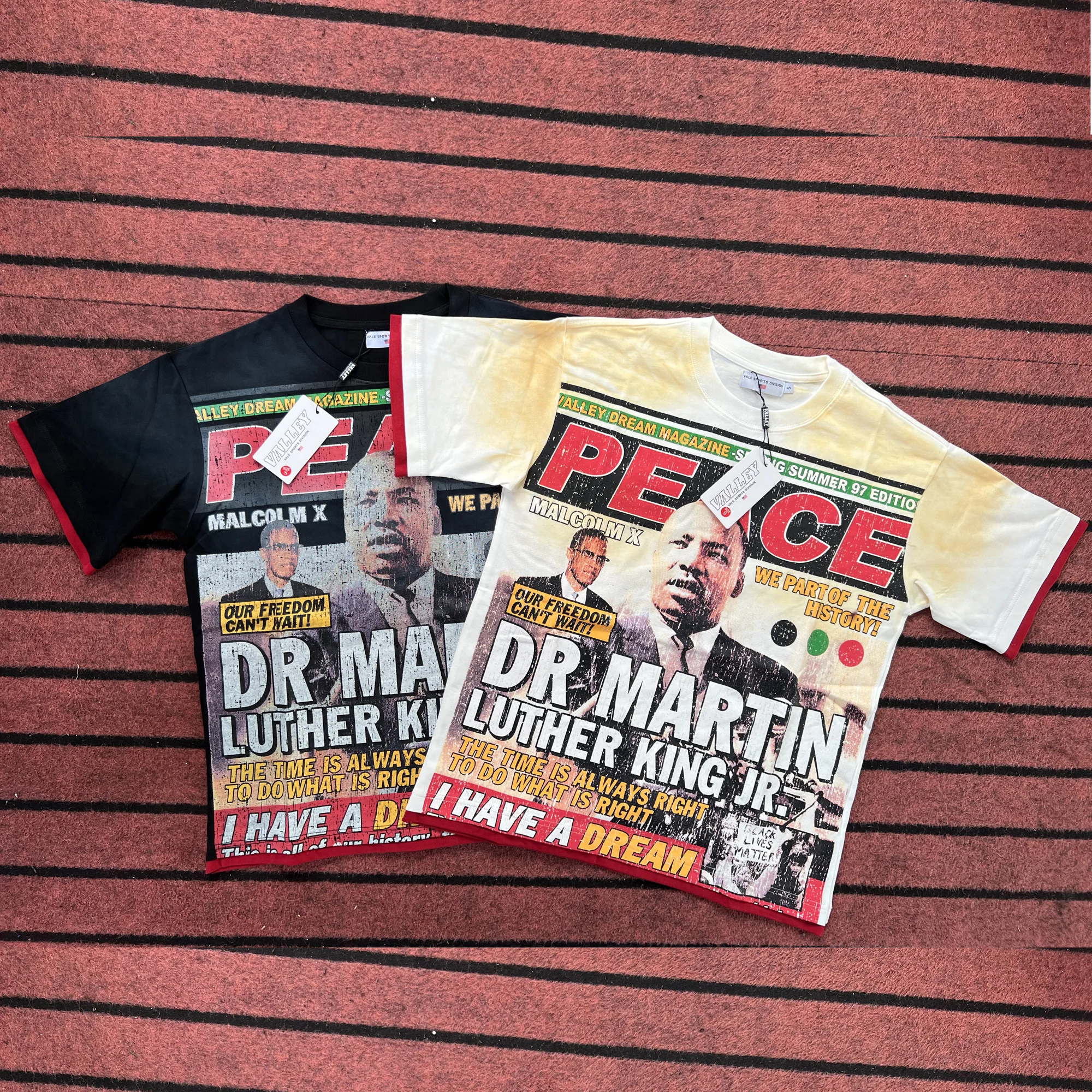 

V Valley Trendy Speech Print Cotton T-irt Loose Fit ort Sve Hip Hop Sle Casual Streetwear for Youth