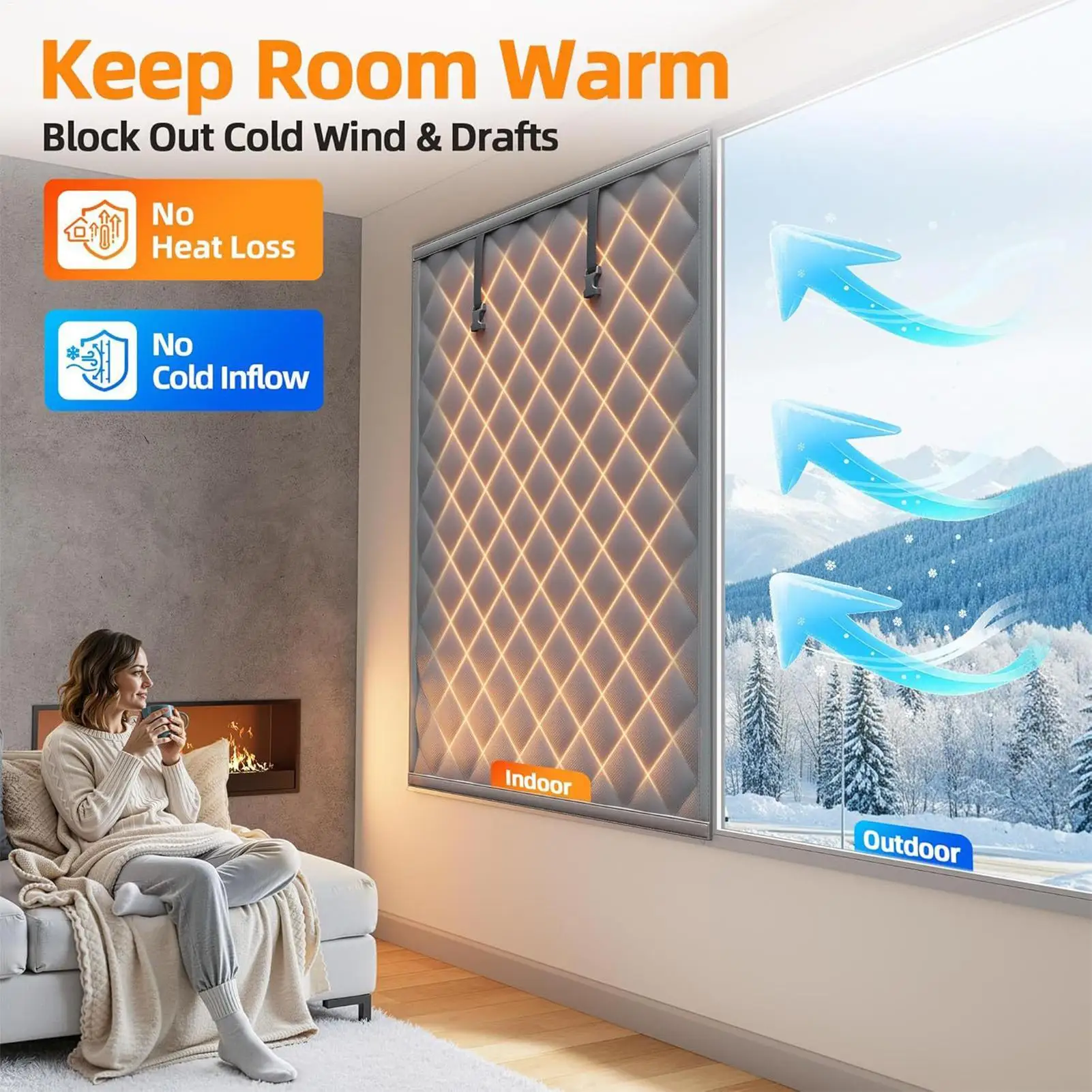 

Window Cover For Winter Insulated Draft Block Covering Warm Winter Window Insulation Kit For Patio Doors Indoor Living Room