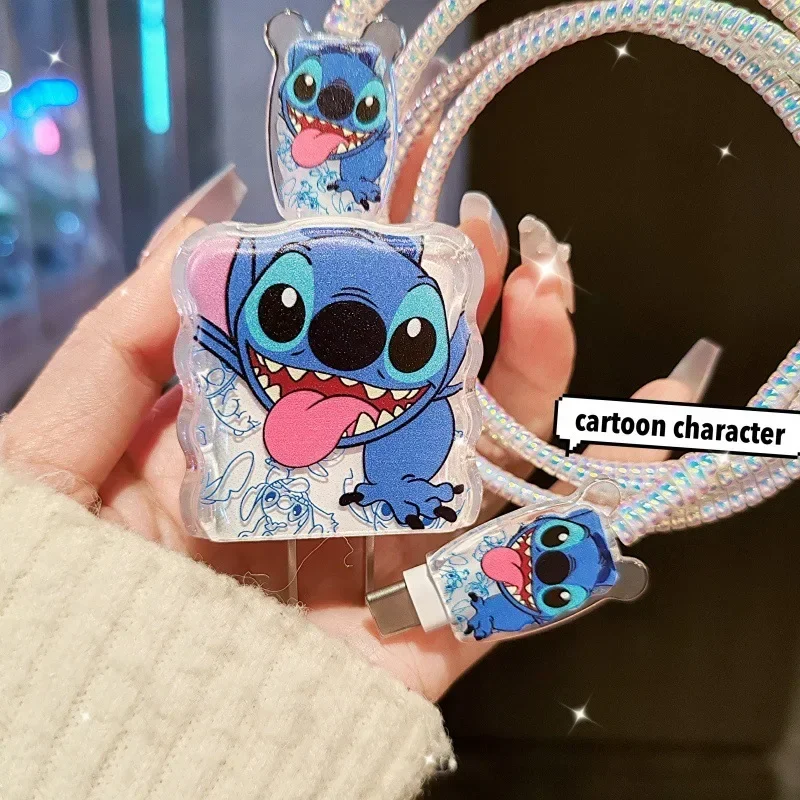 Anime Stitchss Charging Data Cable Protector Winder Anti-Breakage for Iphone 20W Charger for Iphone 15 14 13 Christmas Gifts
