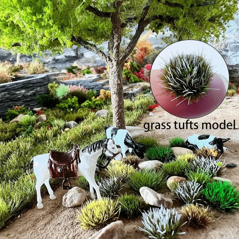 90 Piezas de Hierba Artificial de 5mm para Modelismo, Material para Manualidades, Hierba Estática en Racimos, Miniatura de Hierba para Paisajes Acuáticos