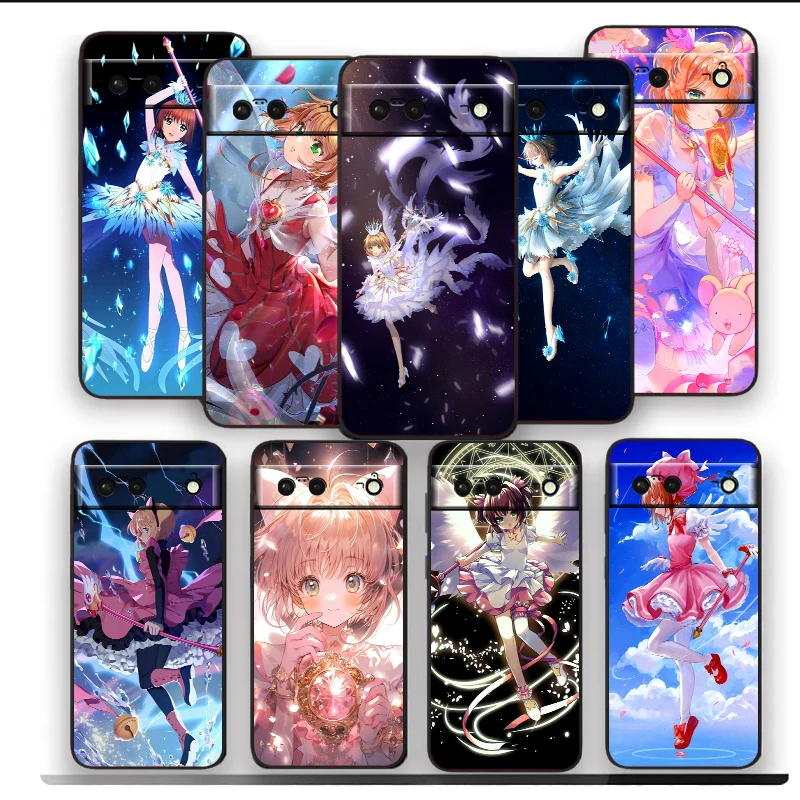 

Card-Captor-Sakura Comic Art For Google Pixel 9 8 7A 7 6A 6 5A 5 4 4A XL 5G Black Silicon Shockproof Shell Funda Phone Case