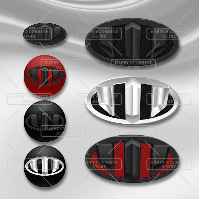 For Ceed Sonata Sportage Sorento Tucson Stinger ABS Car Badge Front Emblem Wheel Hub Sticker Steering Wheel Rear Trunk Sticker