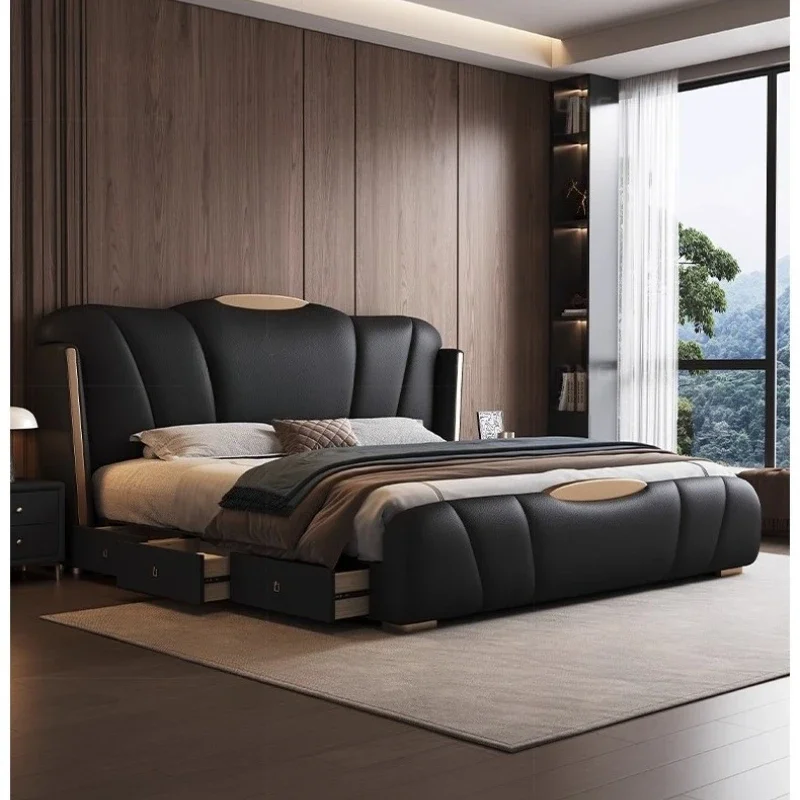 

Роскошная кровать размера king-size для дома, 180x200 см, с изголовьем, основаниями и каркасами кроватей, мебель для спальни, каркас кровати размера queen-size с местом для хранения, прикроватный столик