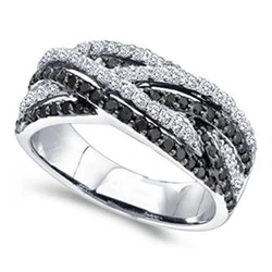 Huitan Personality Black/White Cubic Zirconia Woman Rings for Wedding Unique Design Cool Girls Finger-ring Party Jewelry Gift