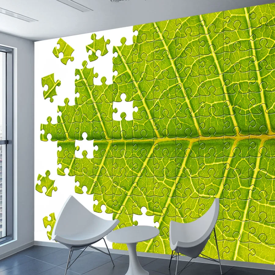 Modern Custom Peel and Stick Wall Art Papers Home Decor Wallpaper for Living Room Decoration Leaf Puzzle Furniture Renew Mural