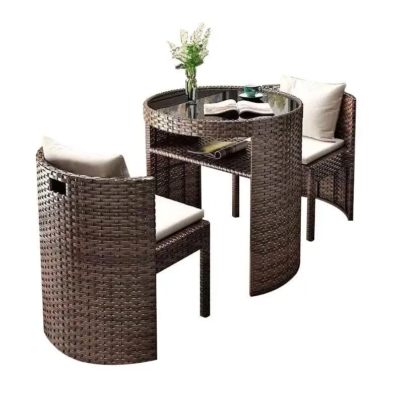 Balcony leisure table and chair combination, imitation rattan Internet celebrity table, small imitation rattan chair