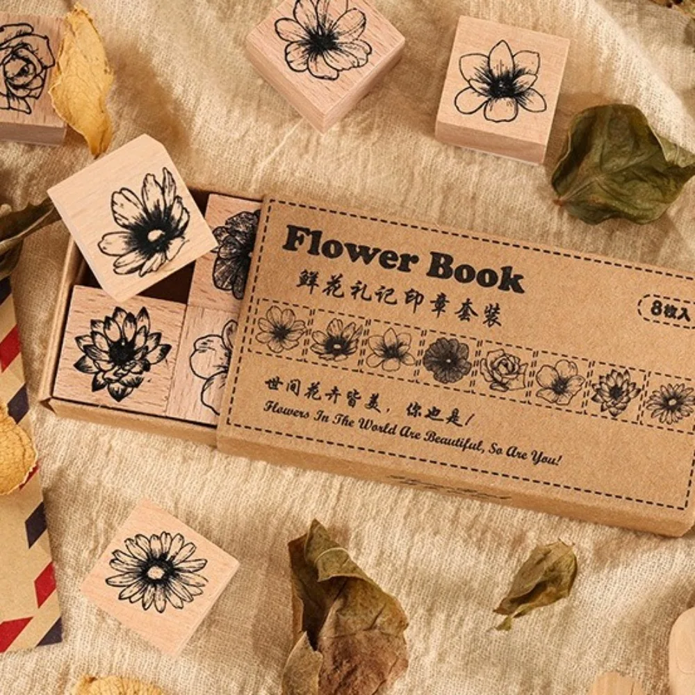 

Creative Vintage Flower Seal Set Crafting Wood Planner Seal Decorative Eco-Friendly Scrapbooking Seal Scrapbooking