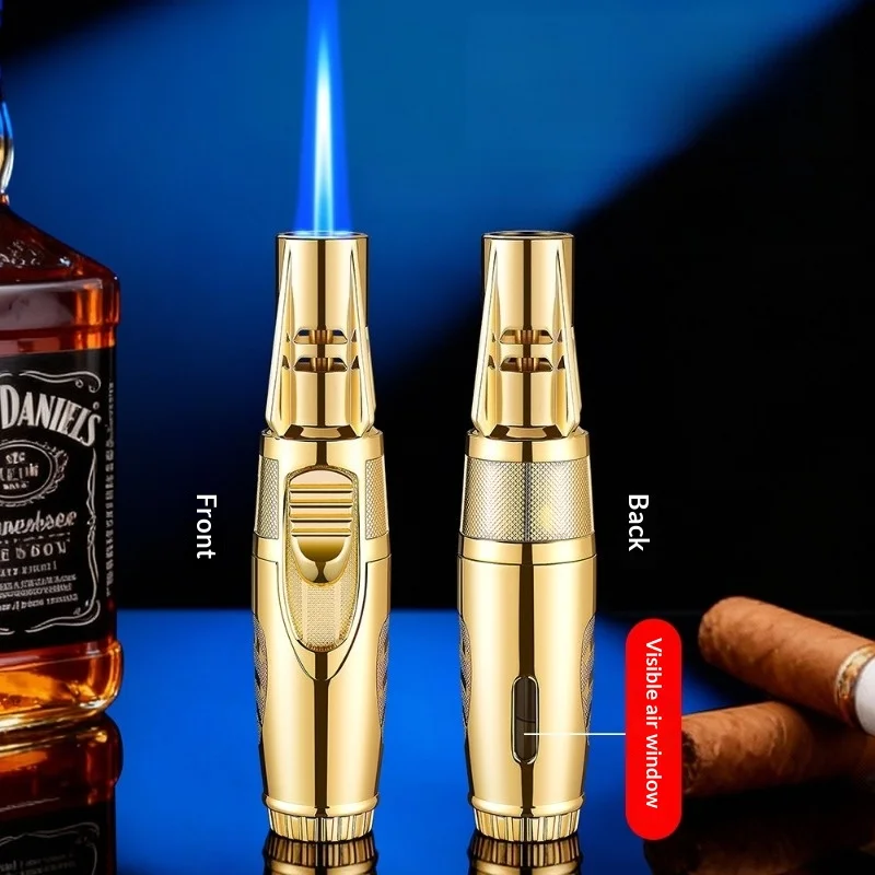 

Metal Windproof Jet Blue Flame Lighter Visible Gas Window Torch Lighter Small Spray Gun Lighter Men's Personality Smoking Gifts