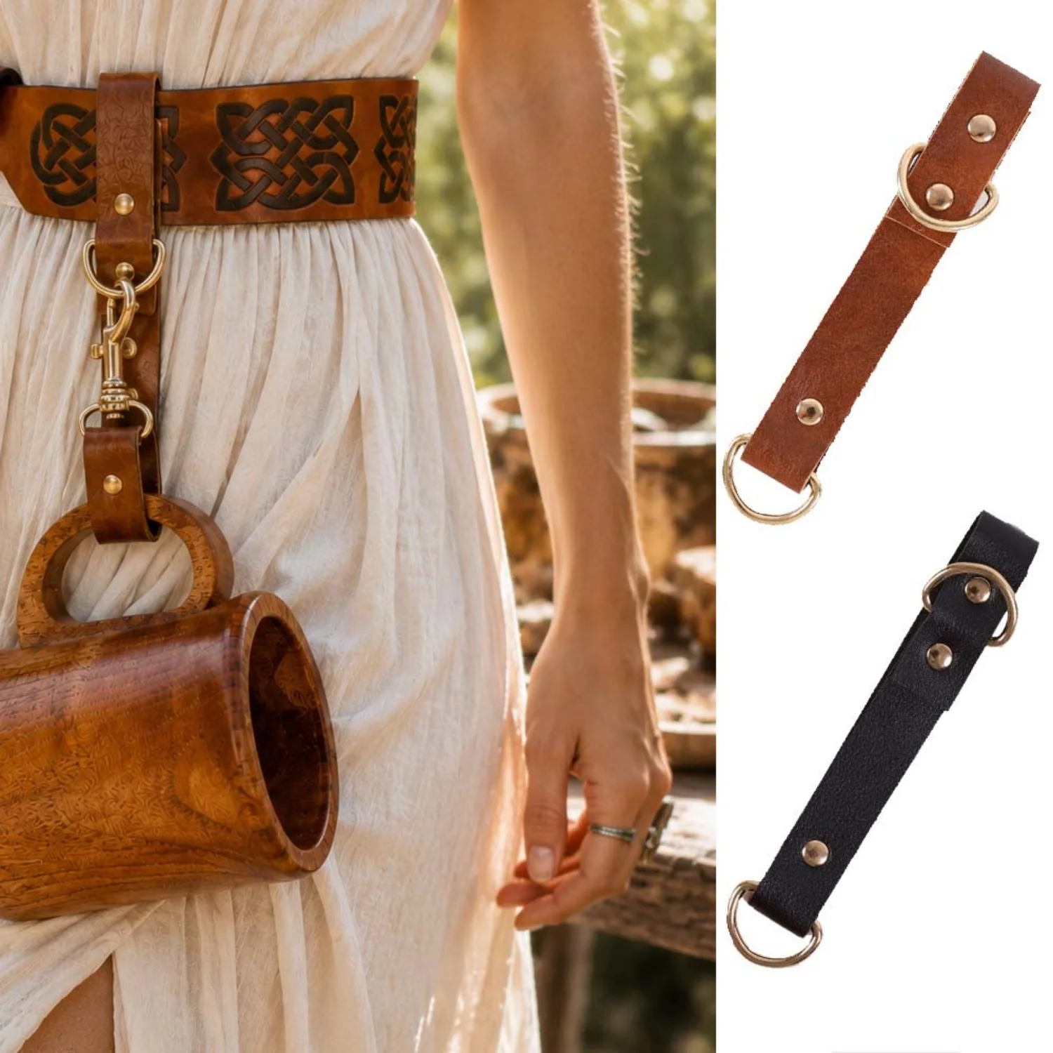 Medieval Steampunk Waist Belt Cup Holder Viking Knight Mug Strap Holder Prop, Accessory For Renaissance Fair, Halloween Costume