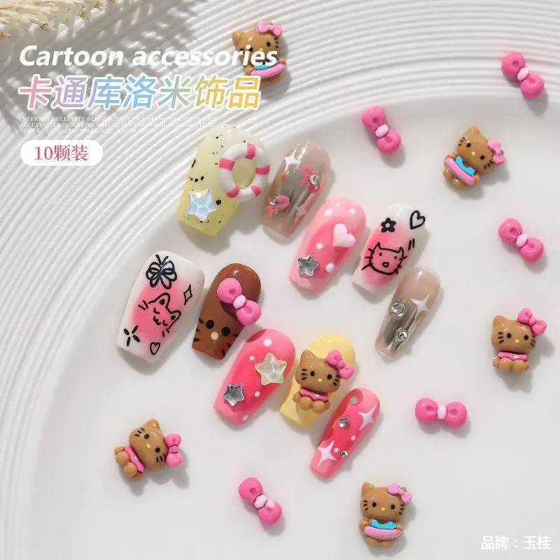 Cute Kuromi small beaver Cinnamoroll Hello Kitty resin nail art accessories Cartoon accessories