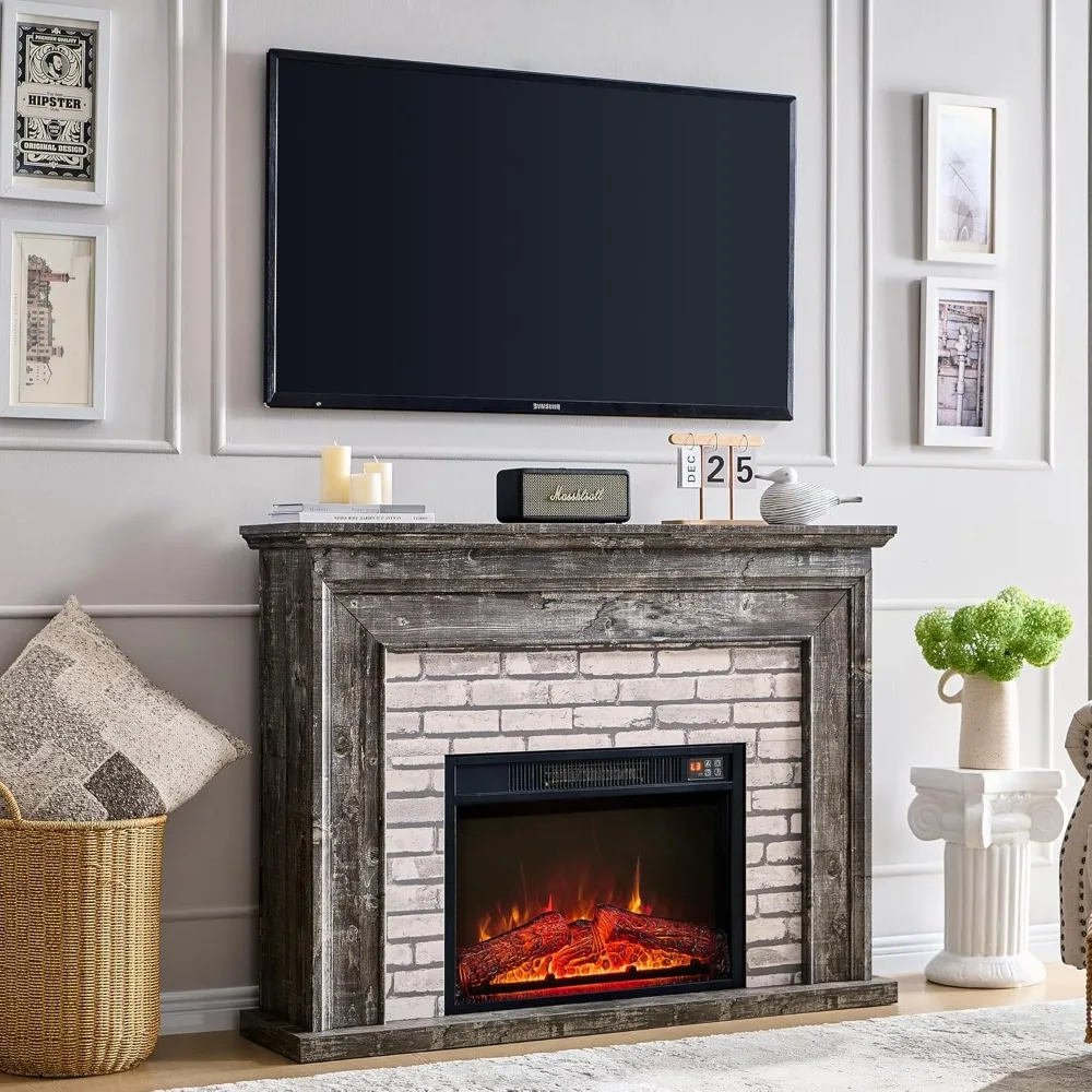 

45" Flip Top Electric Fireplace with Mantel, Electric Fireplace Heater, TV Stand with Freestanding Electric Fireplace, Remote