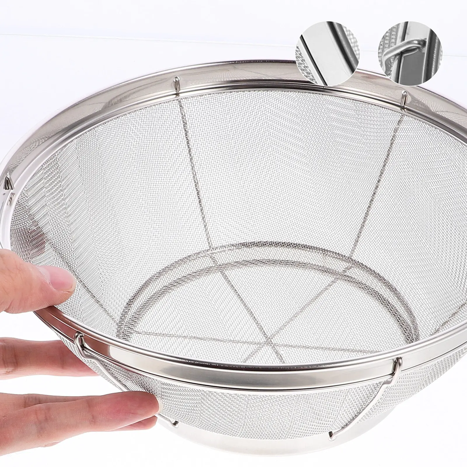 Fine Mesh Colander for Families, Keeping Food Clean, Small Silver Stainless Steel with Wide Handle for Rice and Produce, 1 Pc
