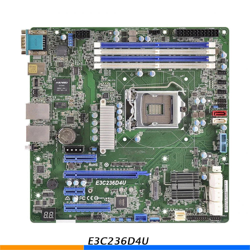 

Серверная материнская плата E3C236D4U для ASRock Rack LGA1151, поддержка E3-1200 V5 /V6 DDR4 ECC, высокое качество