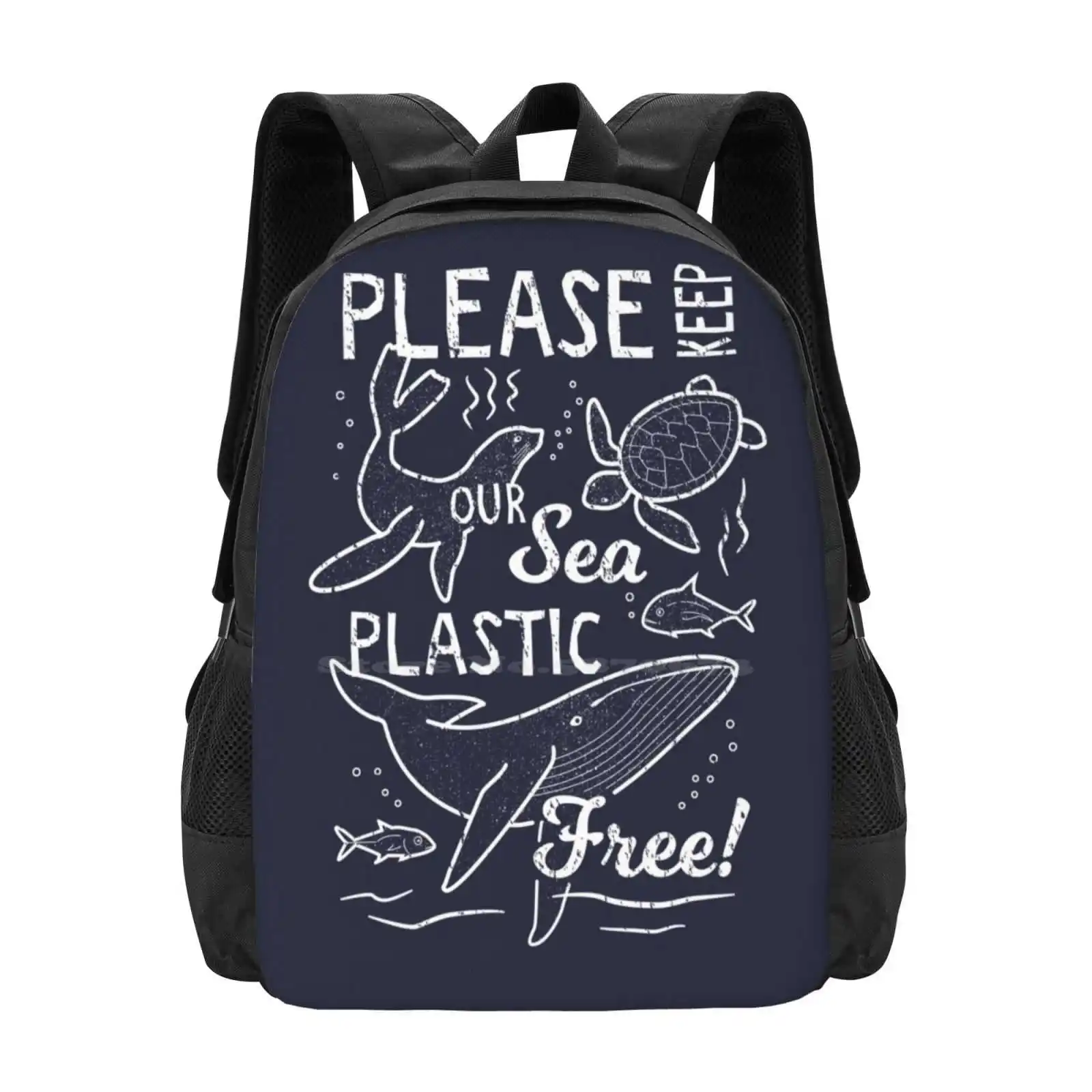 

Please Keep Our Sea Plastic Free - Marine Animals Pattern Design Bagpack School Bags Stop Plastic Reduce Plastic Plastic Ocean