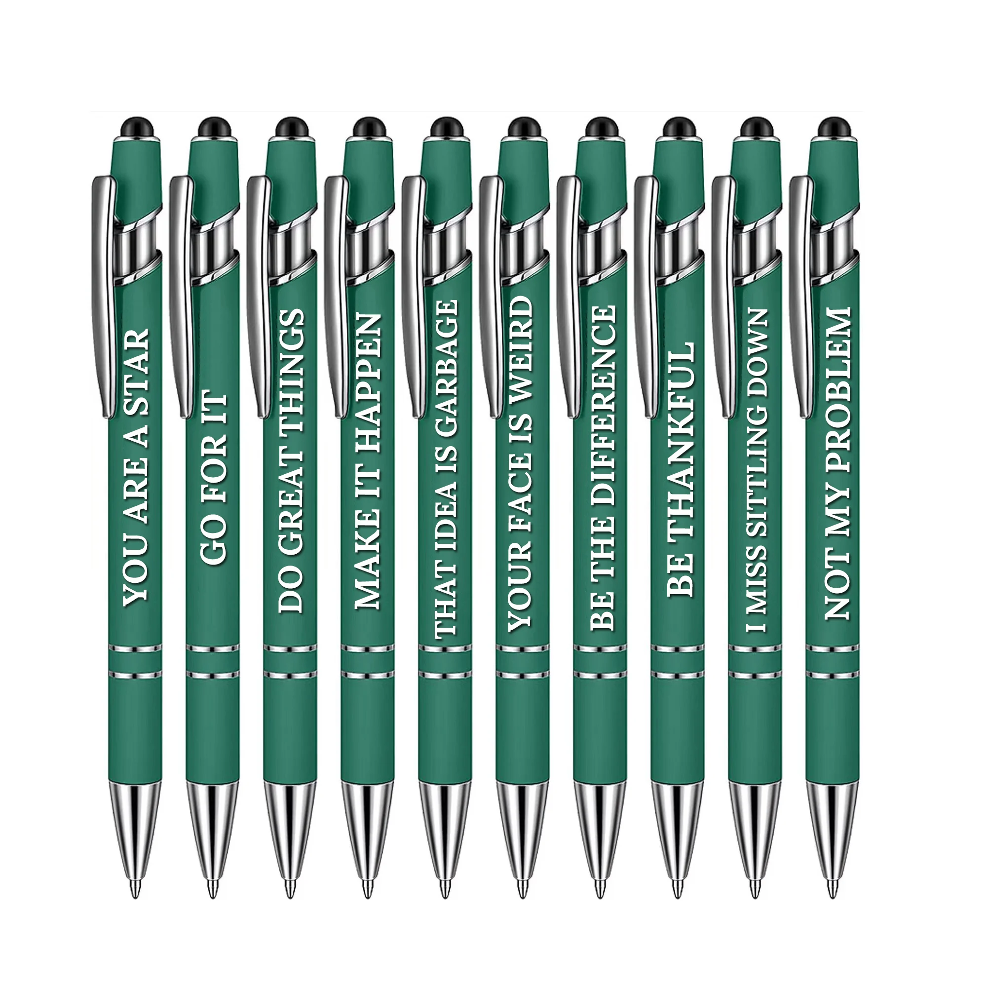 Funny Pens Desk Pens With Screen Touch 10 Pieces Ballpoint Pens Office Inspirational Snarky Screen Touch Stylus Pen Encouraging