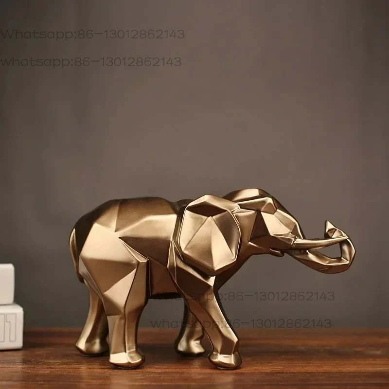 Golden Elephant Statue Resin Jewelry Home Accessories Elephant Sculpture Gifts