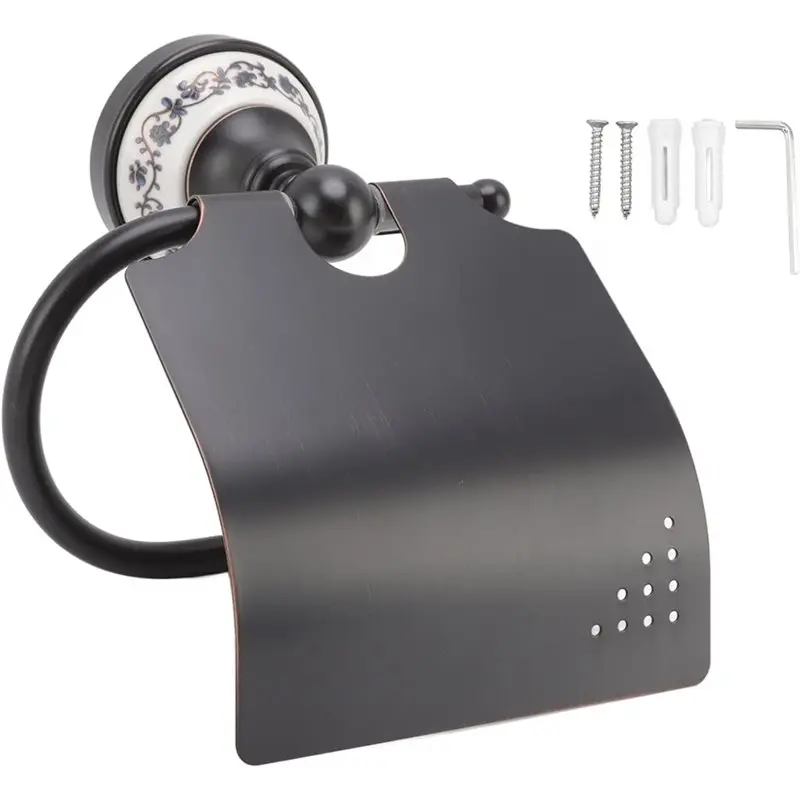 

【PRICE-DROP!】For Bathroom And Kitchen Wall-Mounted Paper Towel Dispenser In Blue And White Porcelain,Dark Bronze Finish