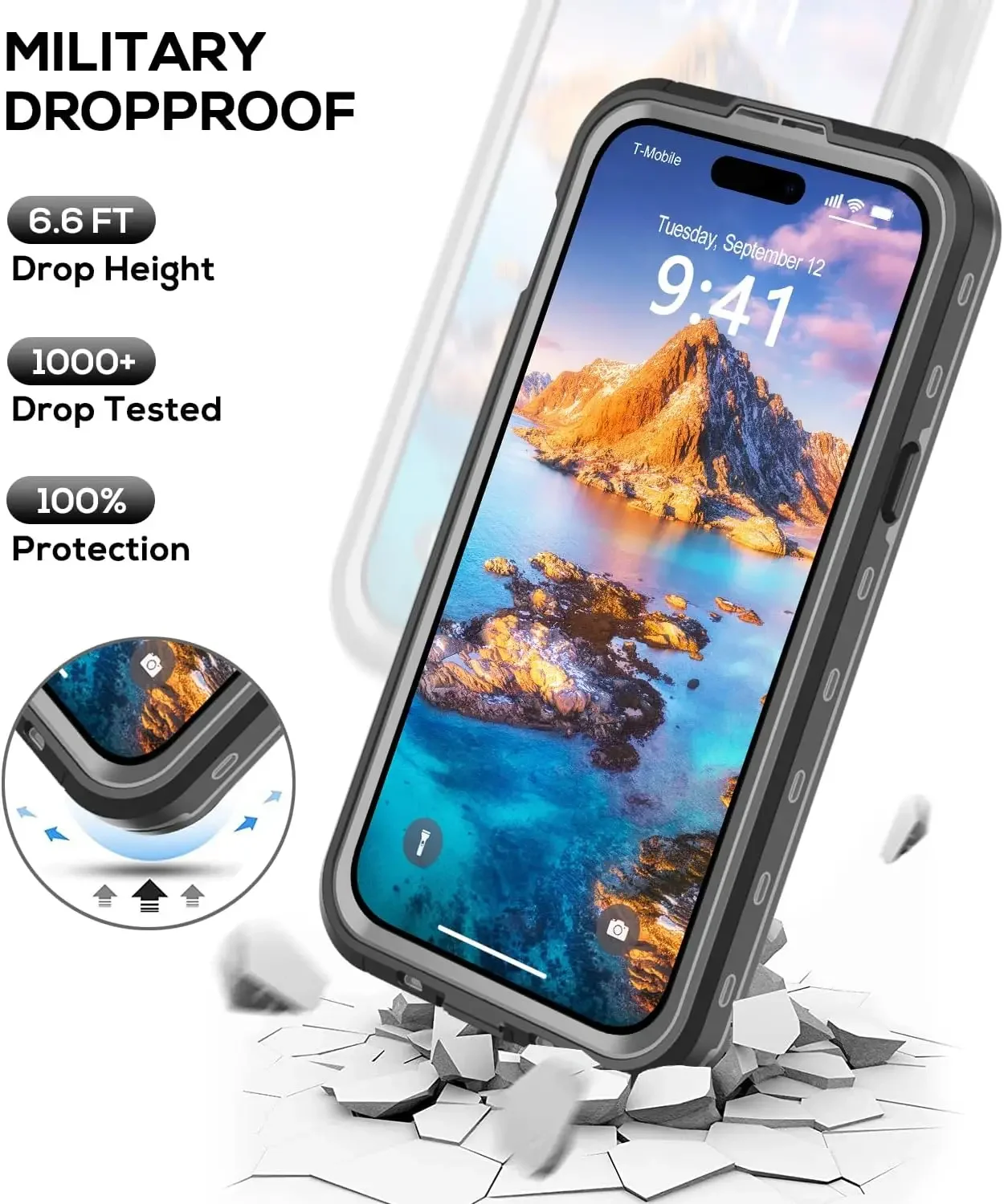 For iPhone 15 14 Plus 13 Pro Max IP68 Waterproof Clear Magnetic Case Shockproof Dustproof Diving Cover Built-in Screen Protector