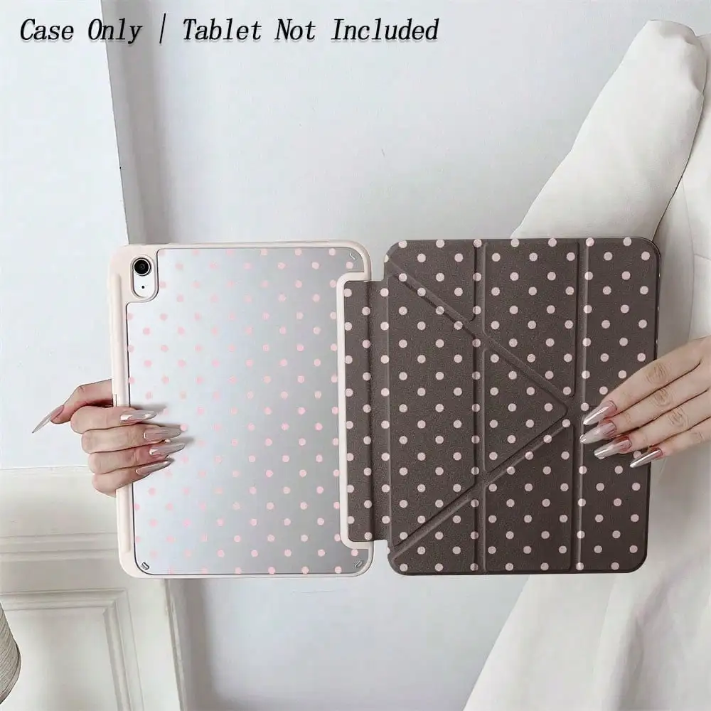 

1 Piece Book-Style Brown & Pink Polka Dot Case - Flip Cover With Multi-Angle Stand, Shockproof Silicone Back, Pastel Dot Pattern Protective Cover With Pen Holder Compatible With 10.9/10.2/ Air 5th Gen/Pro11/10th/9.7/Air 2/ (7th Gen)/ (8th Gen)/ Air 4/5/ P