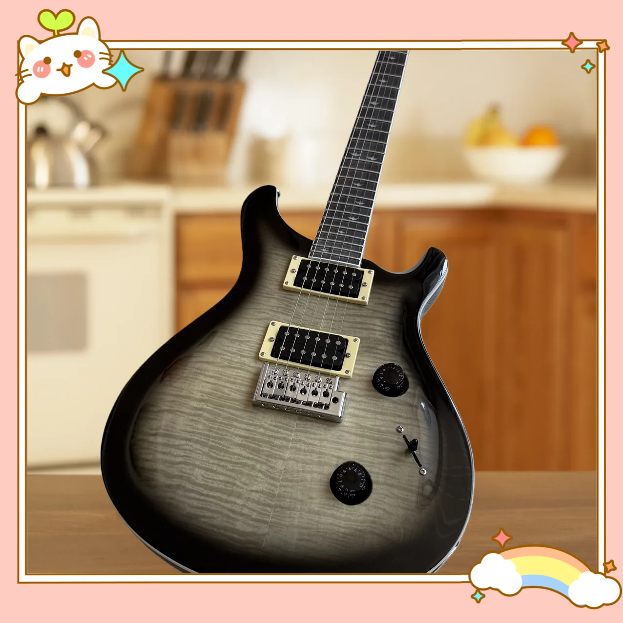 

A-01 Maple Neck Peach Heart Wooden Guitar Body PR S Customized Electric Guitar Gradient Color