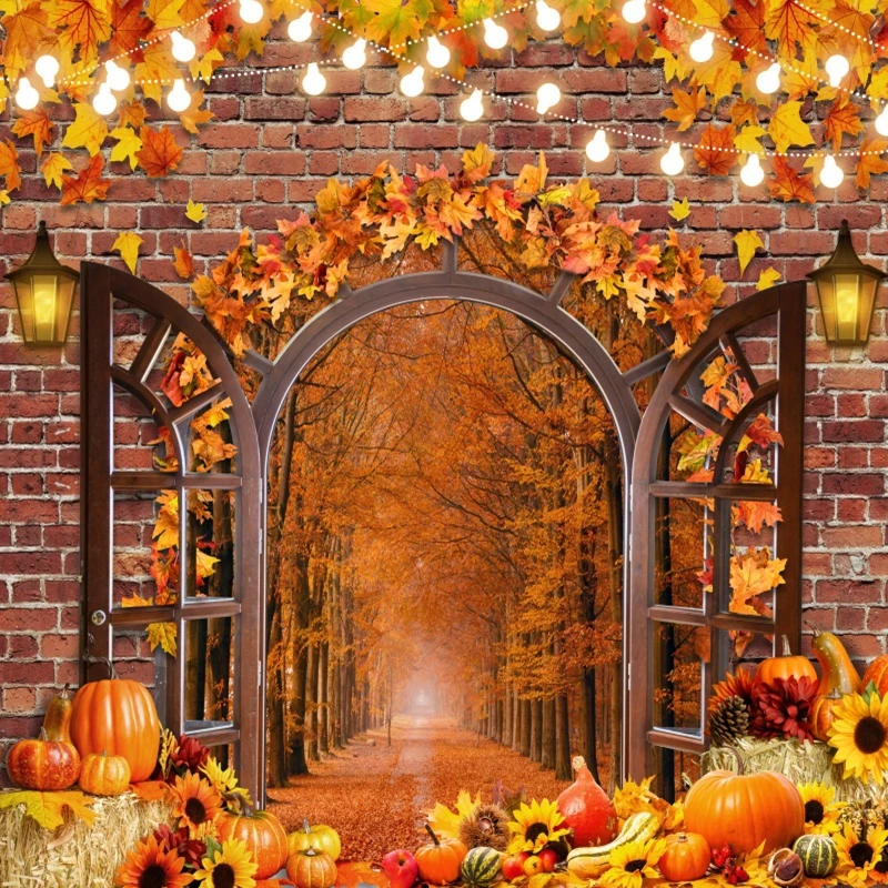 Autumn Backdrops For Photography Harvested Fall Blocks Pumpkin Baby Shower Party Photo Photographic Background Studio Shoots