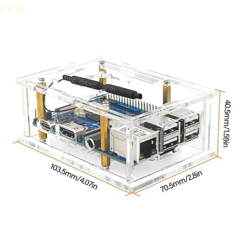 

U75B Acrylic Enclosure Case Durability and Easy Acccess For PI 4A Efficient Cooling and Protecting
