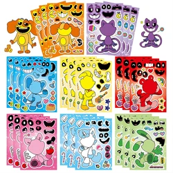 8/16Sheets Children DIY Smilling Critters Make a Face Puzzle Stickers Anime Character Jigsaw Assemble Kids Game Gift Party Favor