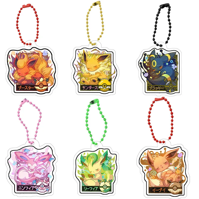 Pokemon Eeveelution Espeon Umbreon Eevee Jolteon Leafeon Sylveon Glaceon Flareon Acrylic Keychain Mobile Phone Bag Pendant Gift