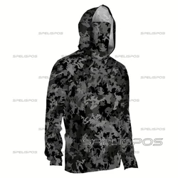 Angling Wear Surfing Black Fish Tops Gear Camouflage Anti-UV UPF50+ Fishing Hoodies Shirt Breathable Beach Jersey Run Hooded
