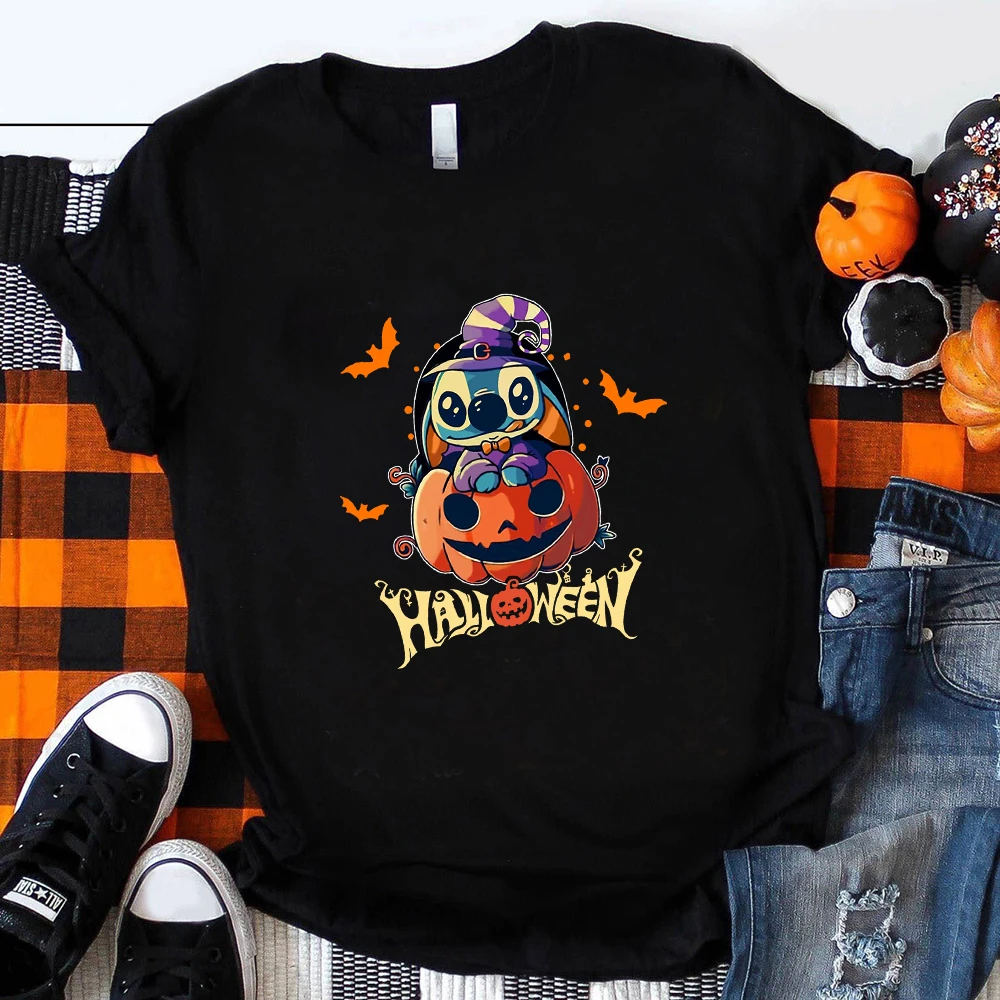 Disney T Shirt for Women Funny Mickey and Minnie Mummy Print t-shirt Trick or Treat Fashion Halloween Cute Clothes Streetwear