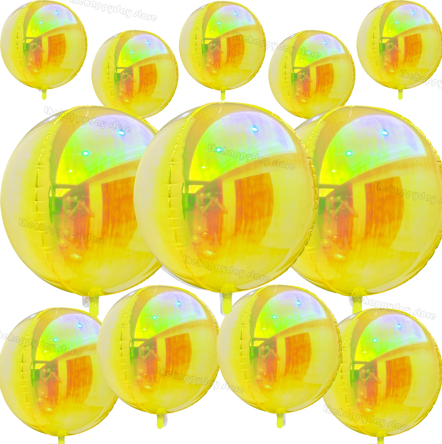 12 Stück Schillernde 4D Runde Folienballons 22/12/10 Zoll Holographische 4D Folienballons Helium Luftballons Meerjungfrau Geburtstag Hochzeit Deko