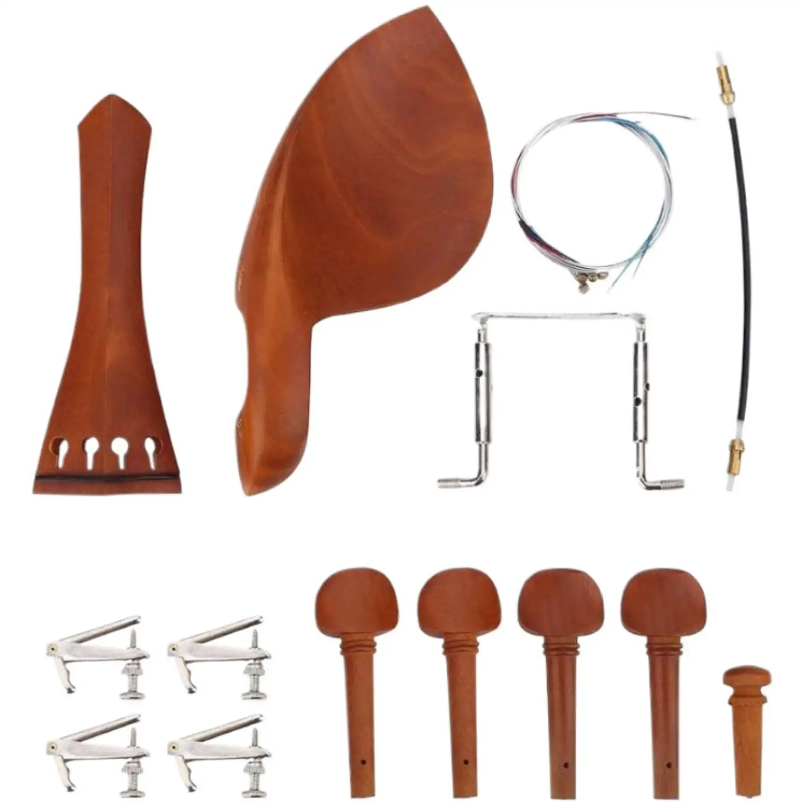 Violin Accessory Kit with PVC Bag Replacement Jujube Wood Violin Accessory Kit Easy to Install for Artists, Instrument Servicing
