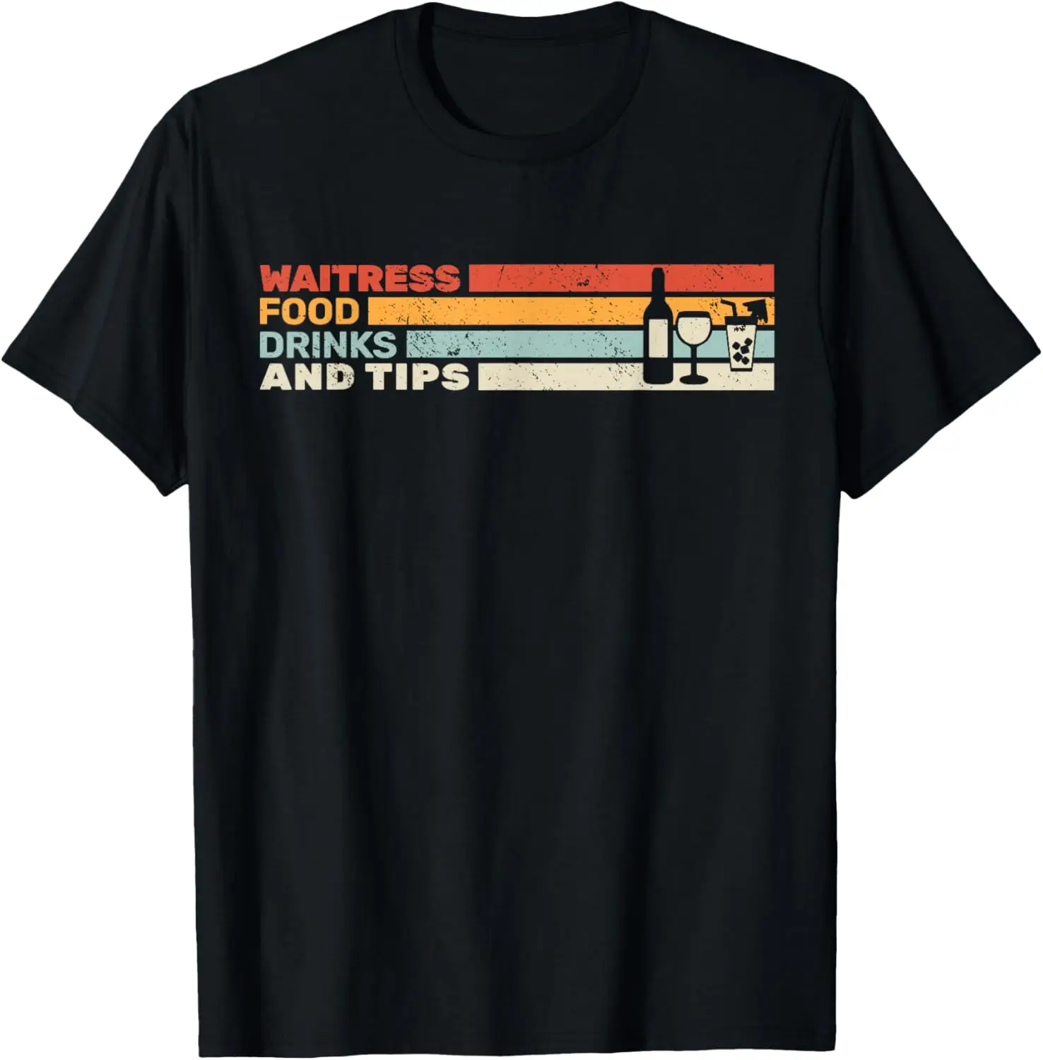 Waitress Food Drinks and Tips retro Waiting staff waiters T-Shirt