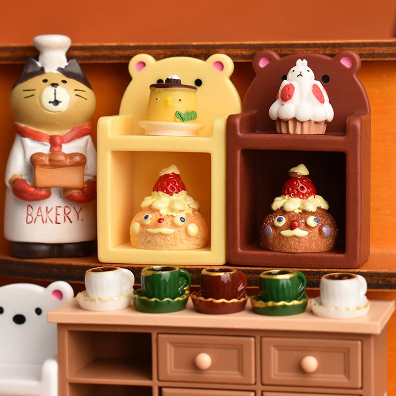 2Pcs 1/12 Dollhouse Mini Bear Bookshelf Model Dollhouse Furniture Decoration Dolls House Accessories Micro Scene Photo Props