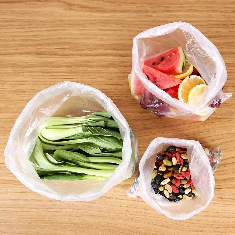 Disposable Plastic Food Storage Bags Roll Transparent Perforated Easy To Tear for Kitchen Vegetables Fruits Snacks Packing