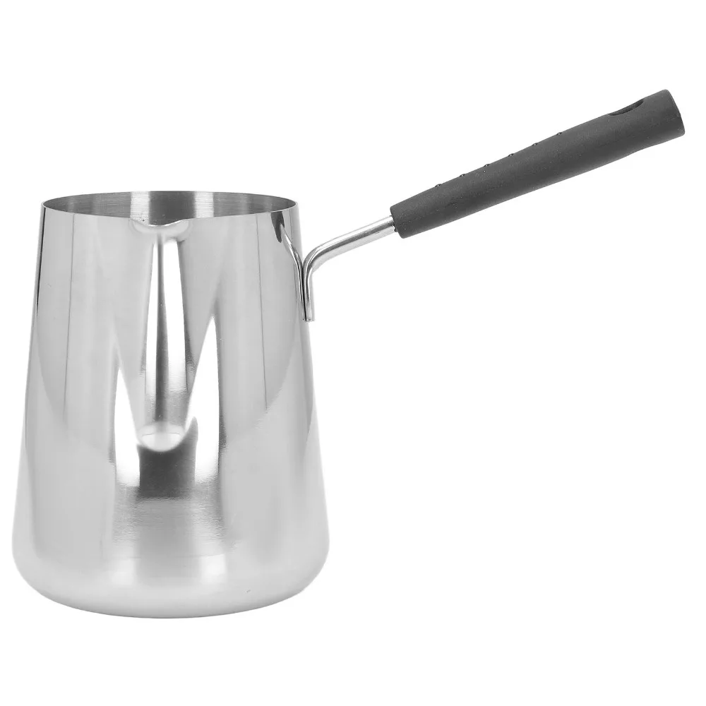 Classics Turkish 1000ml Capacity Butter Warmer With Spout Long Handle Melting Pot Stainless Steel Coffee Warmer Coffee Making view 3