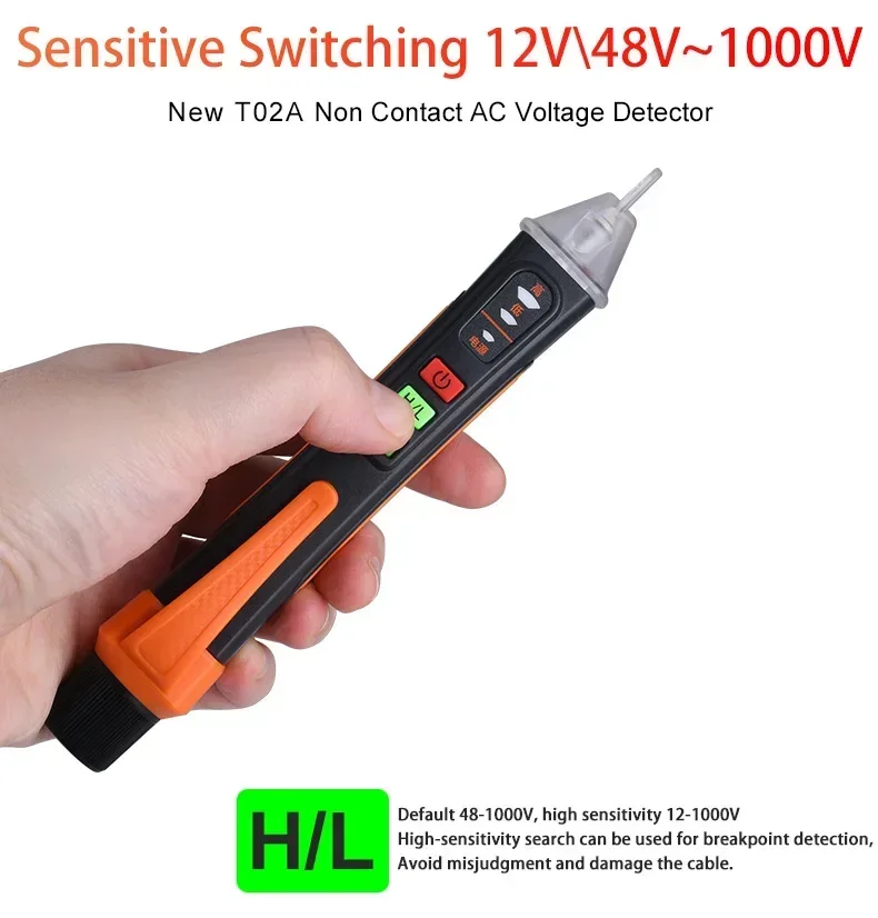 Non-Contact Voltage Detector Electrical Pen AC Voltage Tester Smart Breakpoint Finder 12-1000V