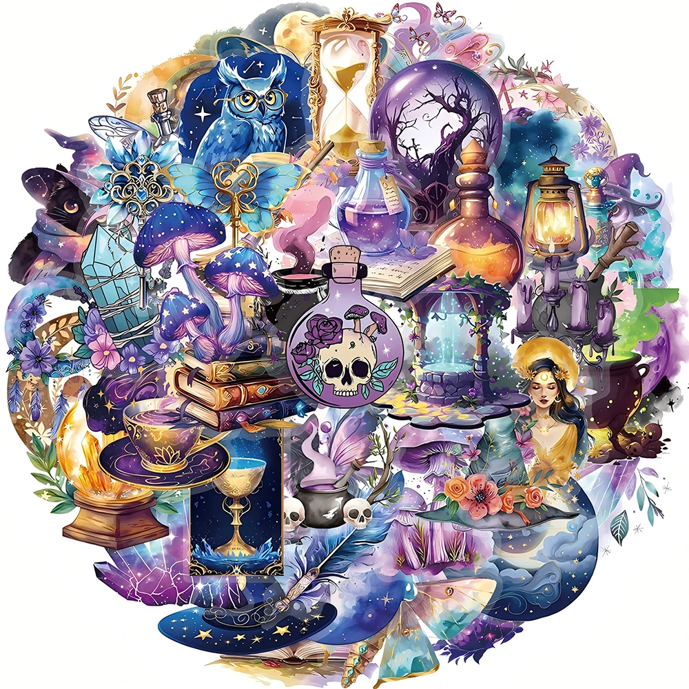 10/30/50pcs Cartoon Magic Planet Witch Stickers Cool Mystical Decal DIY Phone Case Laptop Suitcase Aesthetic Graffiti Decals
