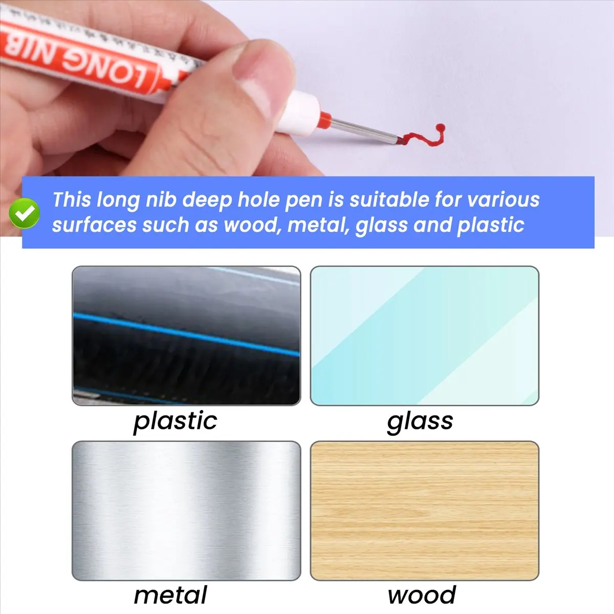 【Limited Offer】8 Multi-Purpose Deep Hole Marker Pens Long Nosed Marker Deep Drill Hole Long Nib Scriber Carpentry Colorful Marke