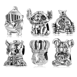 JIUHAO Authentic 100% 925 Sterling Silver Egyptian Culture Series Beads Pirate Gothic Halloween Fit Original Charms Bracelet